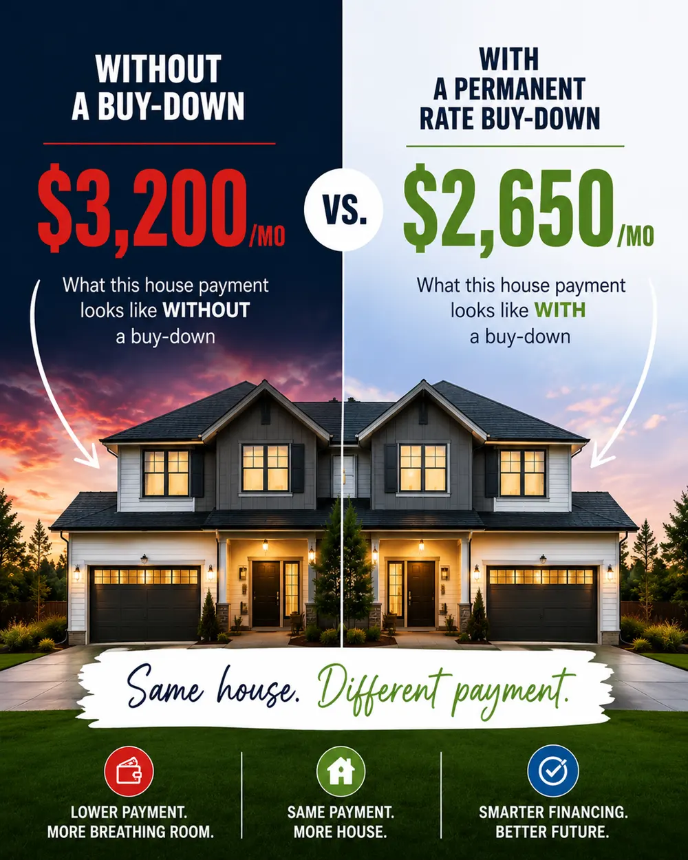 Mortgage rate buy-down comparison advertising creative