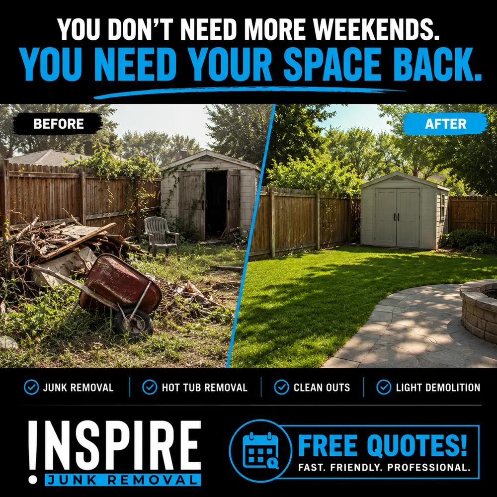 Before-and-after junk removal advertising creative